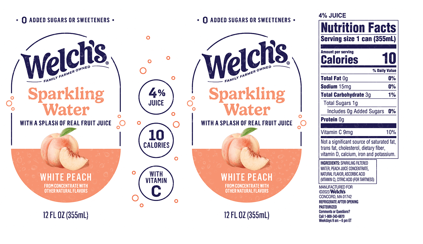 Picture of a cold and refreshing can of Welch's sparkling water.